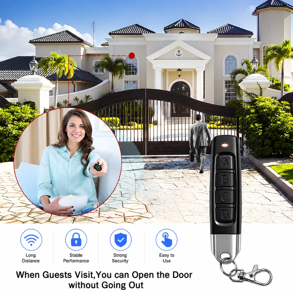 433MHZ RF Remote Control Garage Gate Auto Copy Electric Opener Remote Controller Duplicator Clone Code 4 Keys Transmitter