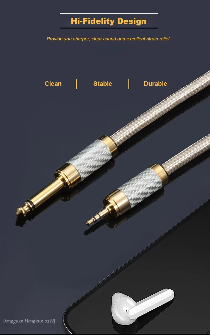 Hi-fi Audio Cable Mini Jack 3.5mm to 6.35mm 1/4 Inch TS Jacke for Electronic Organ Guitar Sub-woofer Cable 0.75-30m