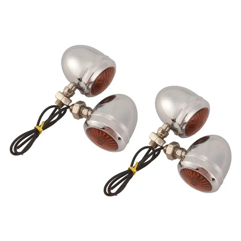 A54K-4Pc Chrome Motorcycle Turn Signal Light Led Motor Lamp Bulb For Cafe Racer