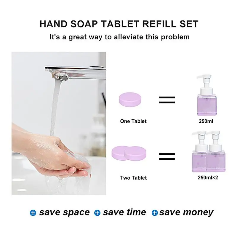 Foaming Hand Soap Tablet 8pcs Foaming Hand Wash Tablet Refills Refreshing Fragrance Hand Washing Tool For Business Trip Travel