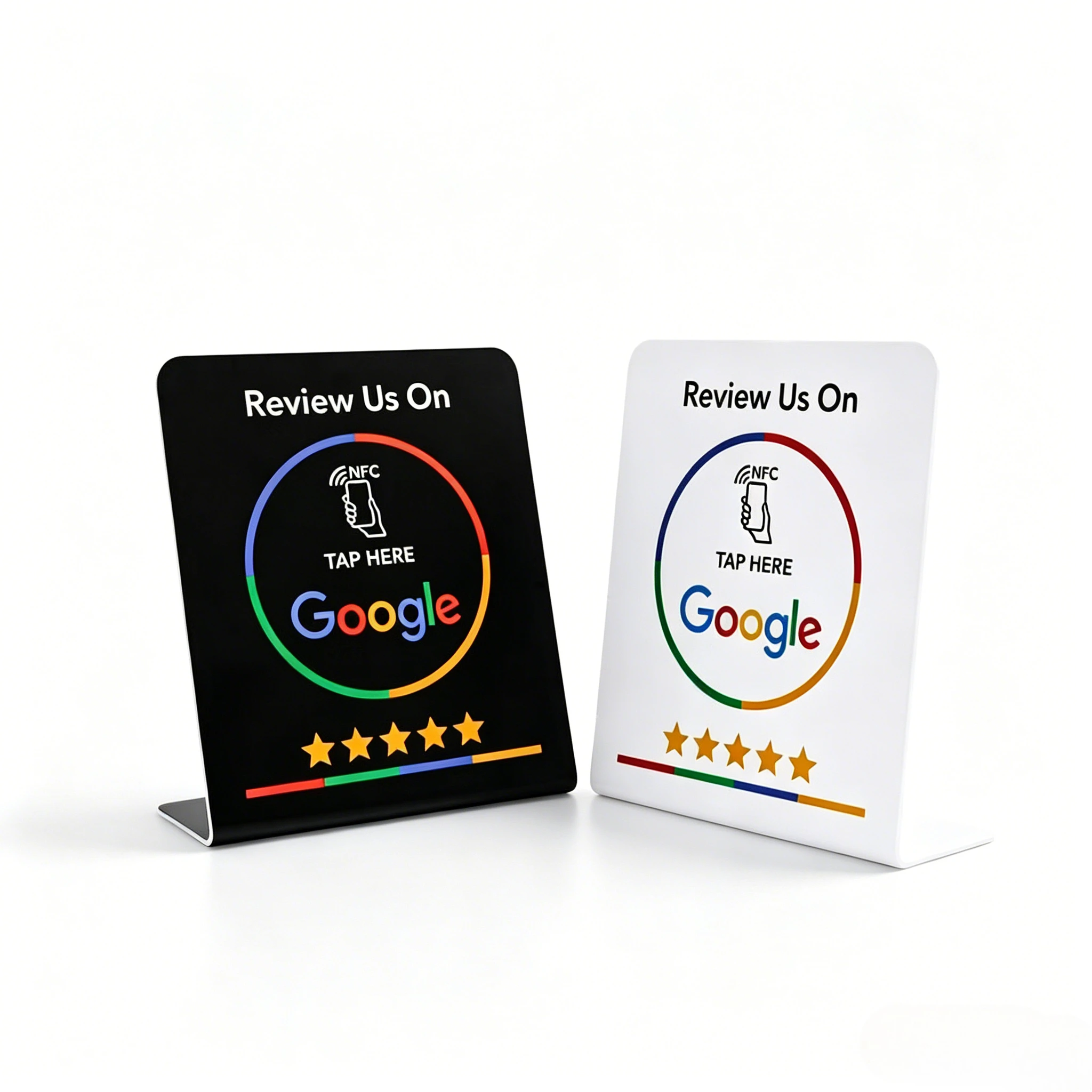 NFC Google Review Card Stand NTAG215 13.56MHz Tap to Review Contactless Table Tent Sign for Restaurant Cafe Bar