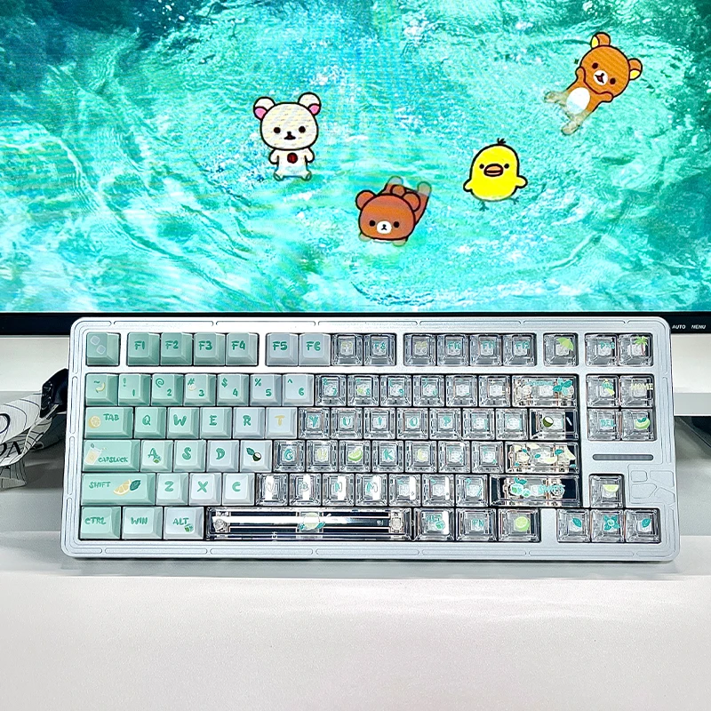 150-key/set PBT+PC lemon bubble keycap original height cross shaft mechanical keyboard silk screen heat sublimation key