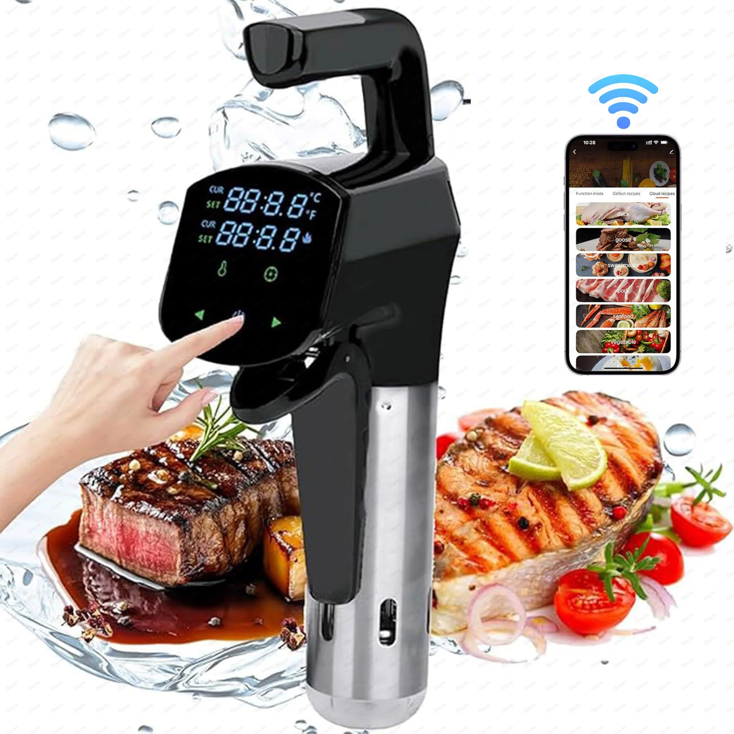 Gison 1800W NEW Sous Vide Cooker LCD Touch Immersion Circulator Accurate Cooking IPX7 with Fast heated Waterproof Vacuum Cooker
