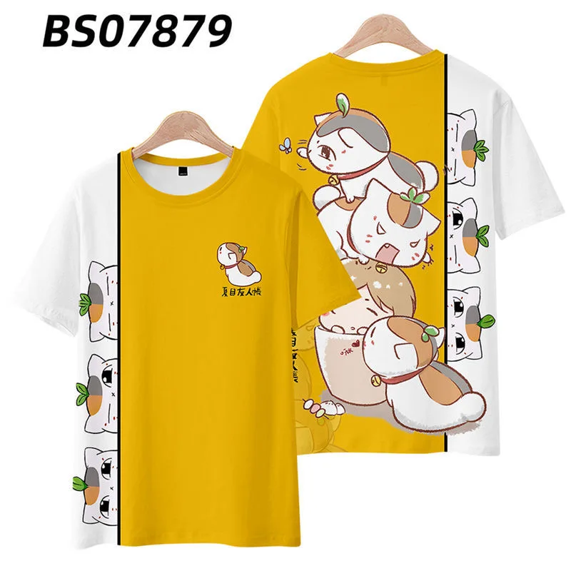 

Nyanko Sensei Natsume Yuujinchou 3D Printing T-shirt Summer Round Neck Short Sleeve Kimono Popular Japanese Anime Plus Size