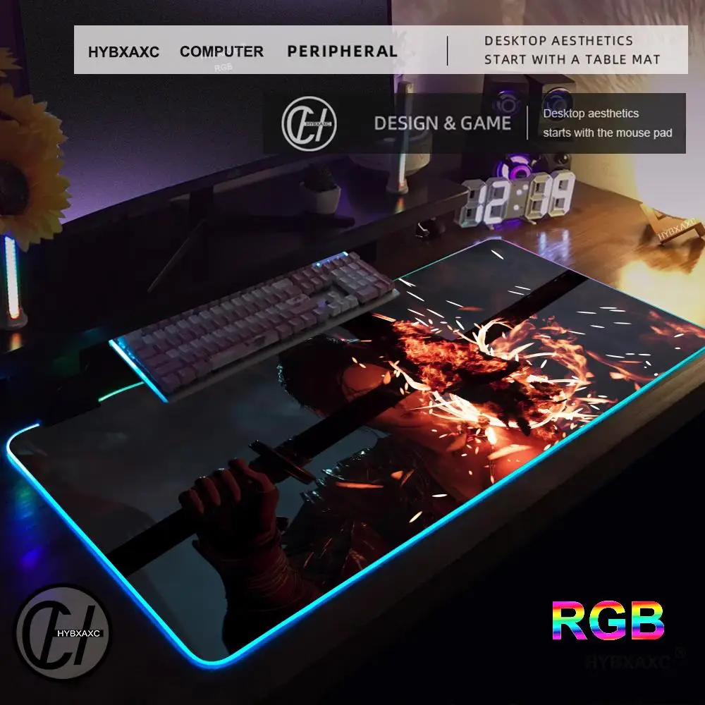 

HYBXAXC XXL Mouse Pad RGB Gaming 900X400X4mm Mouse Pad Desk Mat HD Gamer Large LED Light XXL WUCHANG Fallen Feathers Mouse Pad