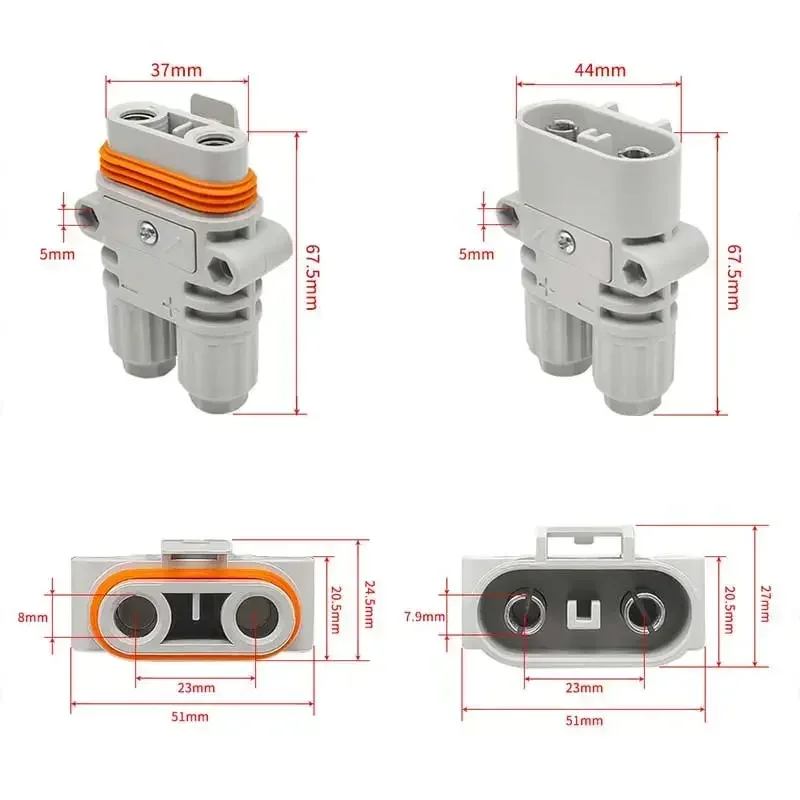 Conector macho hembra de 120A y 1200V, enchufe de aire acondicionado de estacionamiento de gran corriente resistente al agua, conectores de