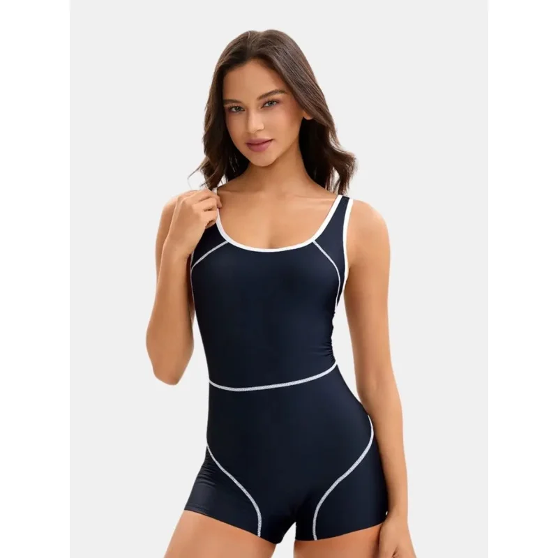 

Купальный костюм Boyleg с открытой спиной, профессиональный тренировочный купальник, спортивный цельный женский спортивный купальник