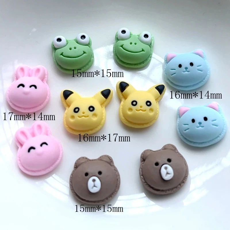 20pcs Mixed Mini Animal Rabbit Frog Grizzly Bear Resin Flat Back cabochon kawaii  scrapbook embellishments