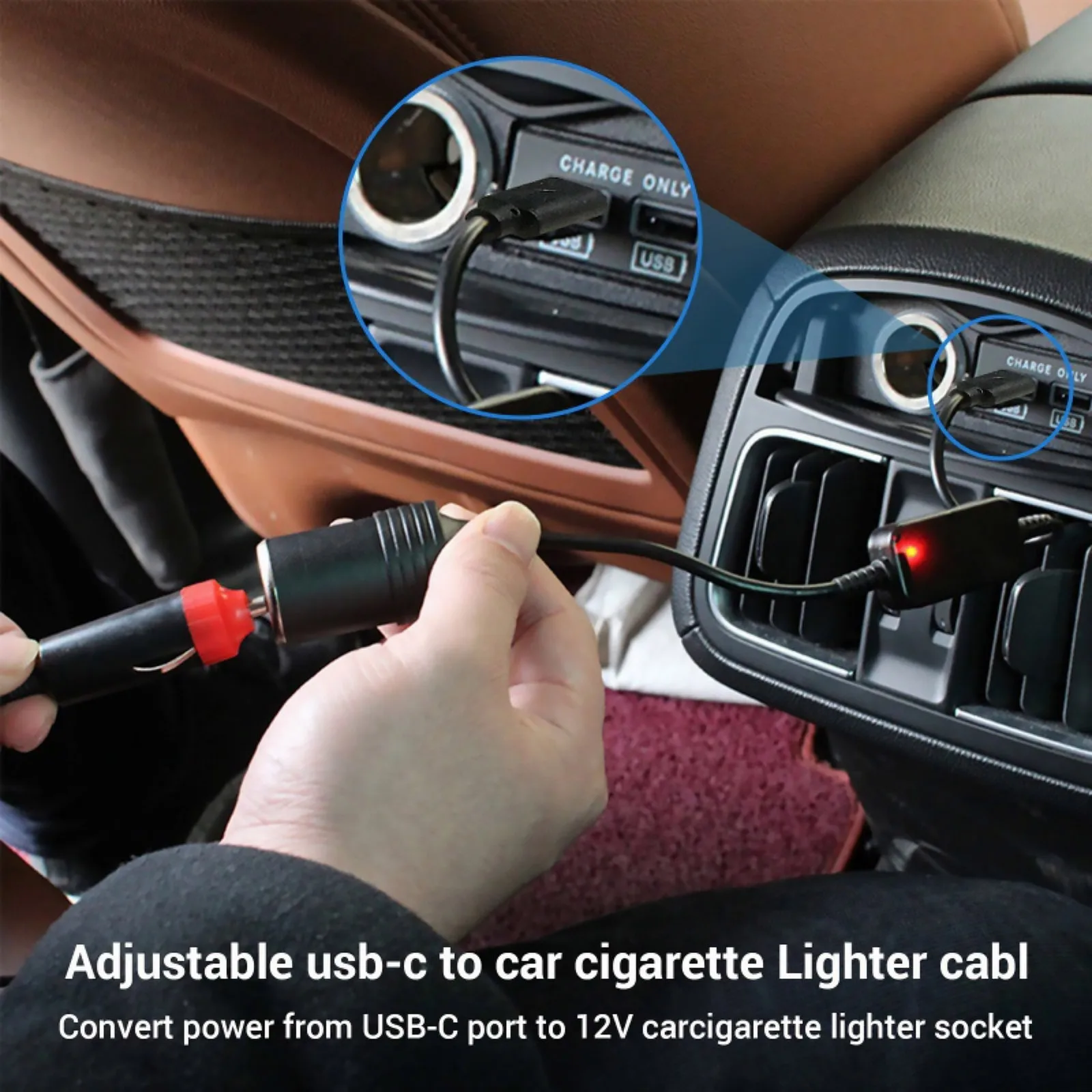 USB C PD Trigger to 12V Cigarette Lighter Adapter ,Type C Male to 12V Car Power Socket Converter for Dash Cam GPS Radar Detector