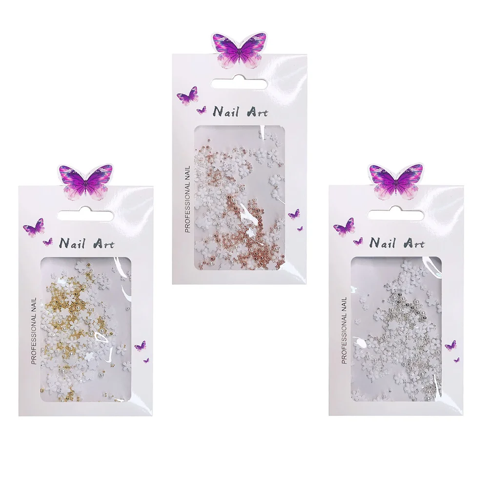 Mixed Small Size Jewelry Steel Ball Nail Flower Decor Exquisite Practical Nail Art Supply for Fingernails Natural