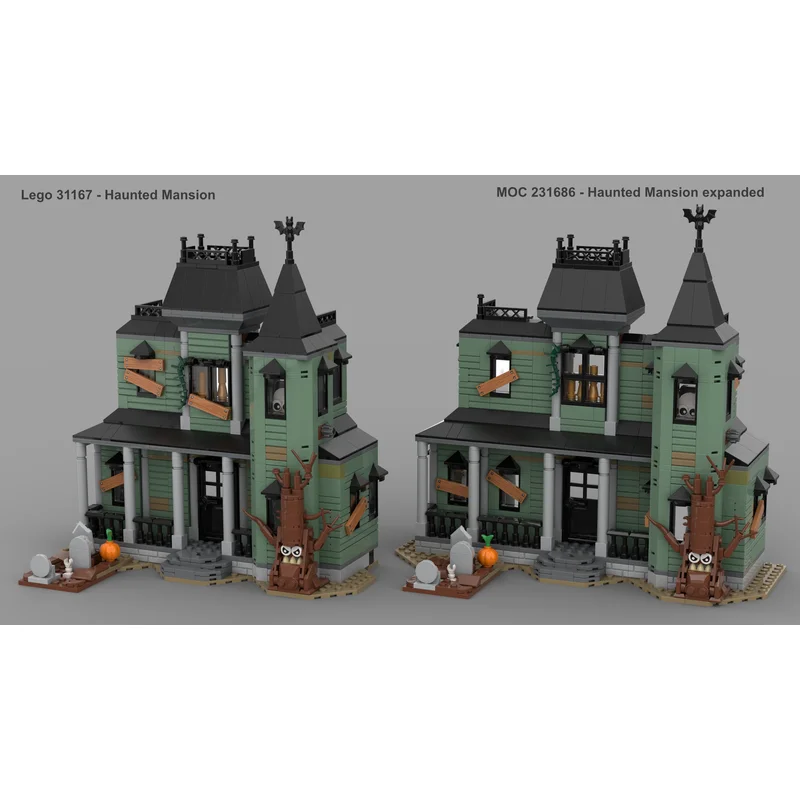 958pcs MOC Creator Creator 3-in-1 Haunted Mansion Expanded Model Building Blocks Christmas Gift Toys Craft Creative Collection