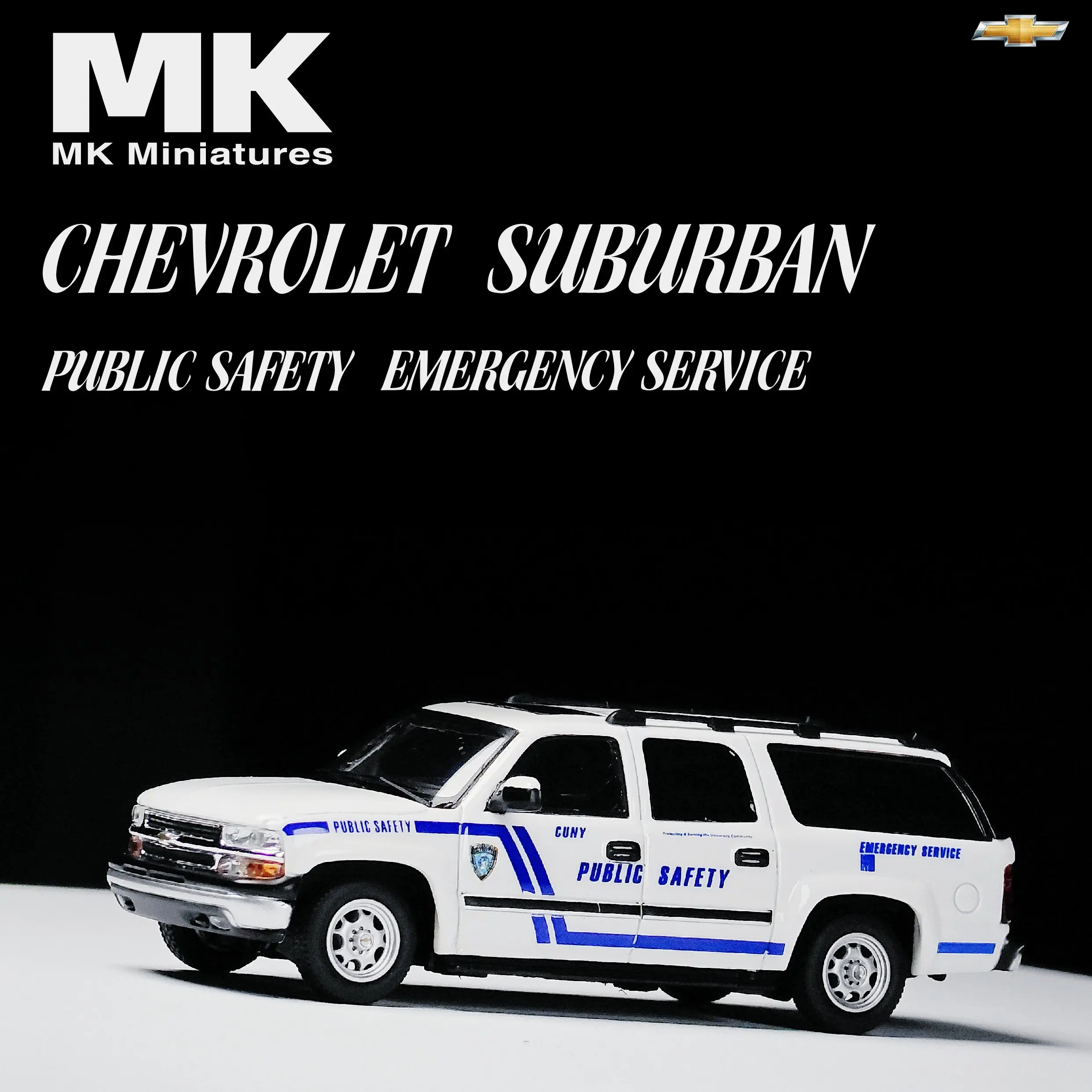 MK Miniatures 1:64 Chevrolet Suburban Public Safety Emergency Service Alloy Diecast Model Car Collectible Gift Ornament