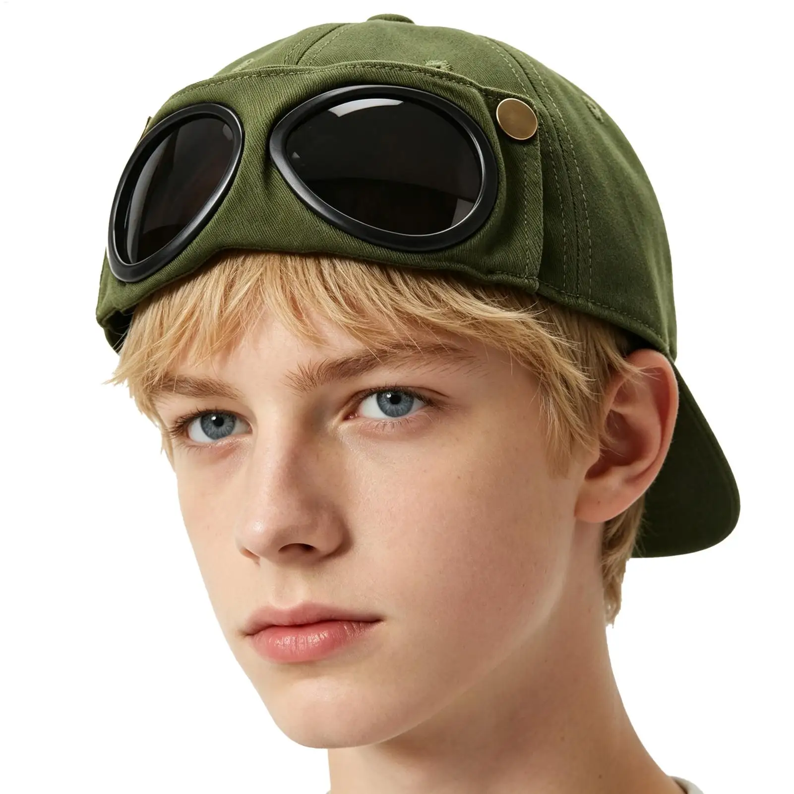 Pilot Goggle Hat Baseball Caps Adjustable Breathable Sun Protection With Foldable Visor Aviators Style Headwear For Beach Travel