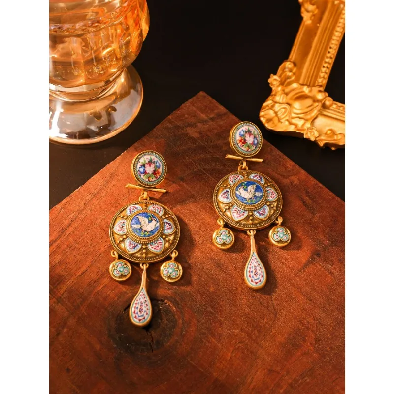 Retro Court waterrdrop Shape Dangle Earrings in the Middle Ages Ethnic Style Vintage Earrings Travel Vacation Earrings Copper