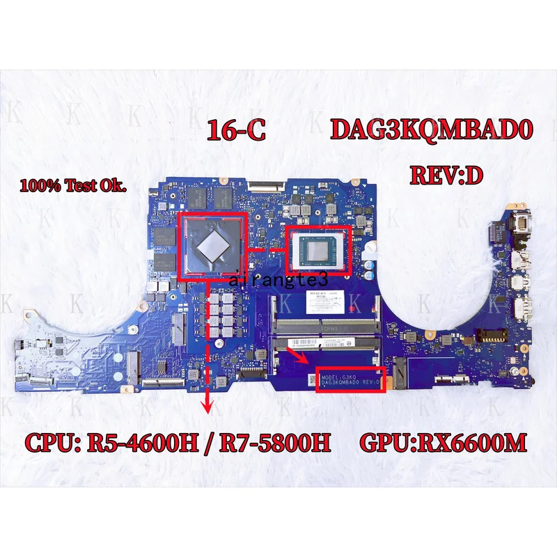 C FOR DAG3KQMBAD0 For HP OMEN 16-C Motherboard With R5-4600H R7-5800H CPU RX6600M GPU