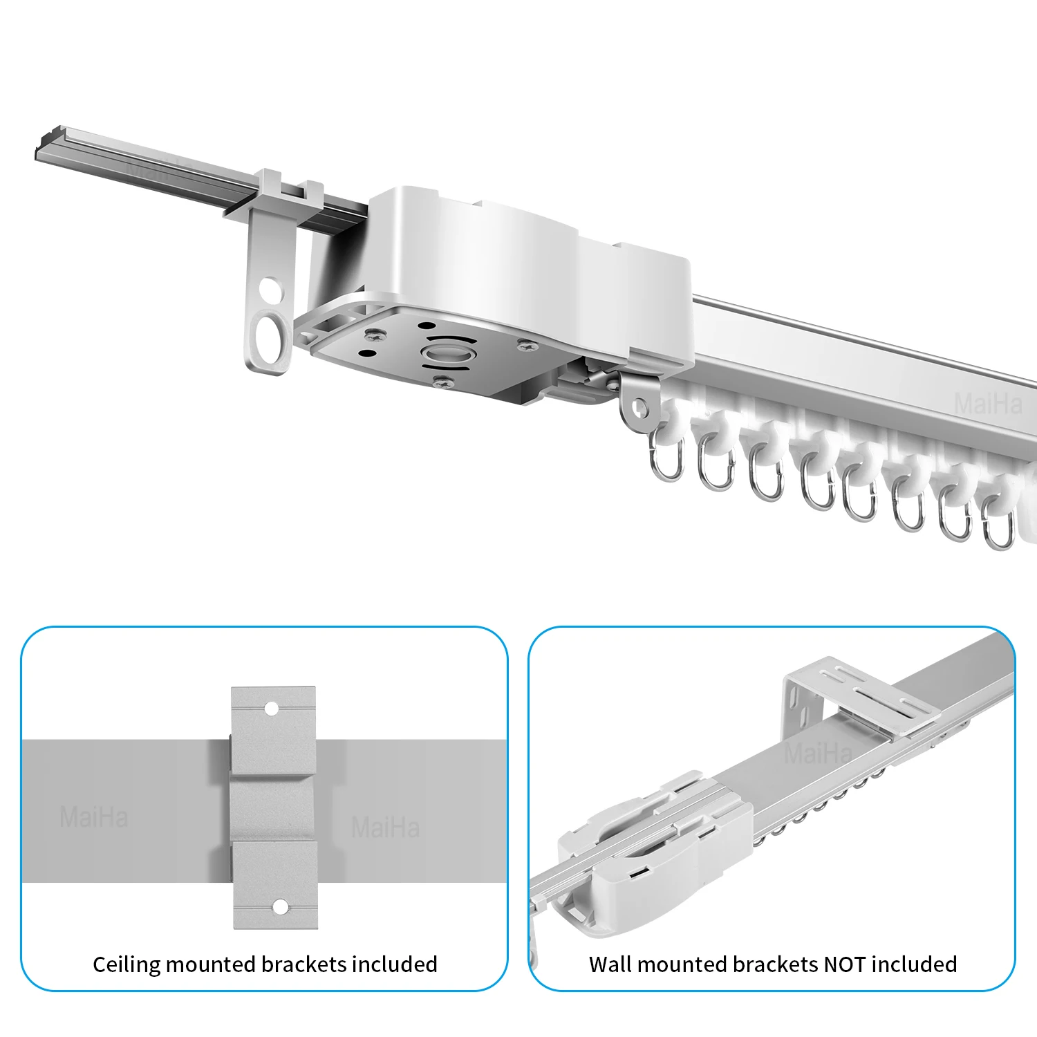 MaiHa Tuya Wifi Electric Smart Curtain Motor Motorized System Scalable 20cm Track Rod Intelligent Support Alexa Google Assist