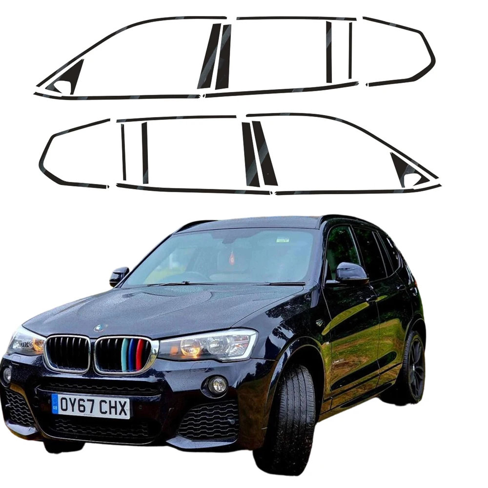 For BMW X3 F25 2011-2017 SUV Window Chrome Delete Blackout ABC Pillars Glossy Black Stickers