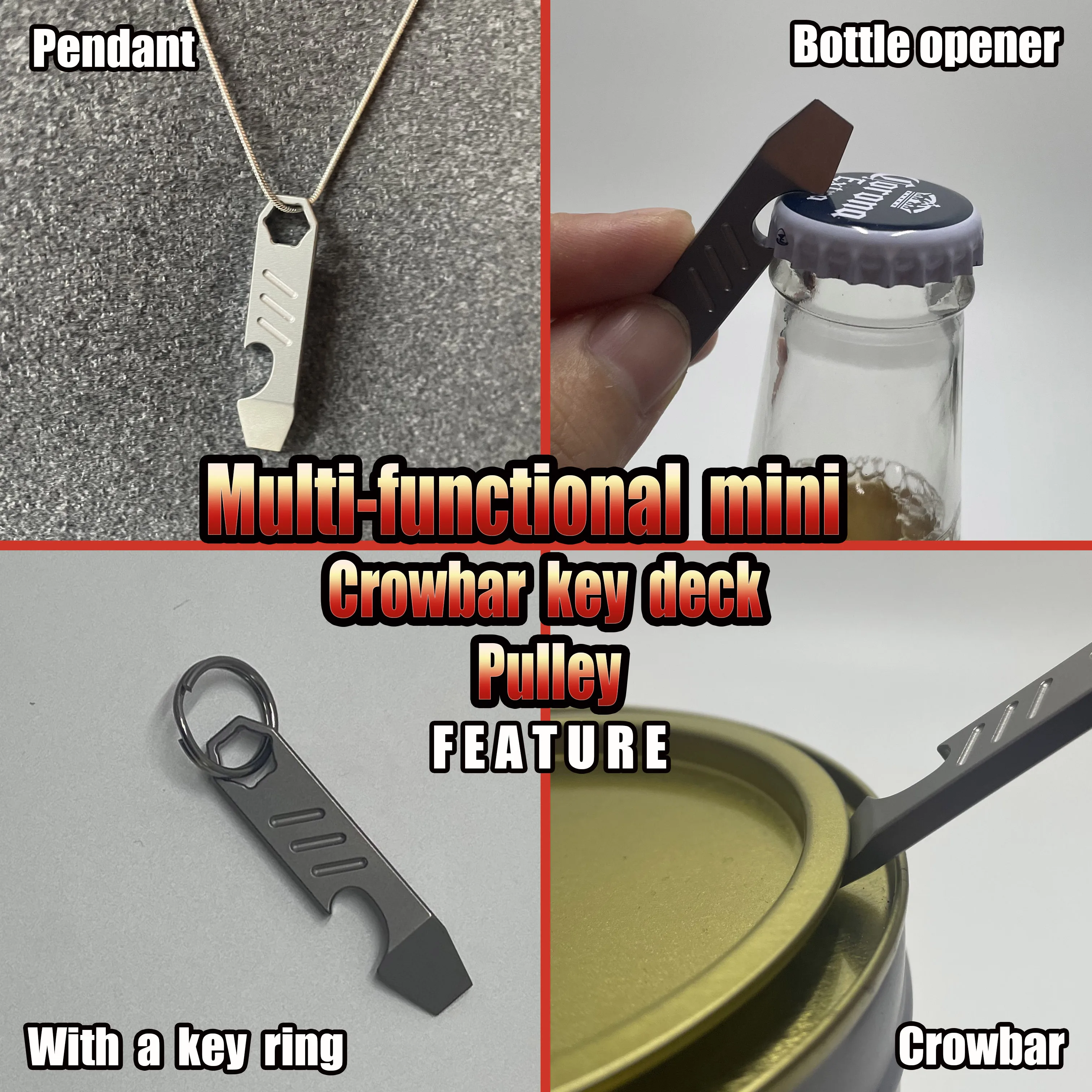Mini TC4 Crowbar Bottle Opener Graduated Scale Hexagon Wrench EDC Outdoor Tools Multifunction Camping Gear image 6