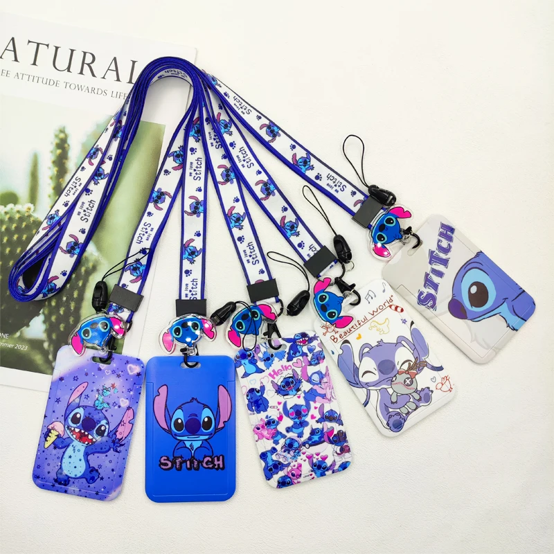 Disney Stitch Card Holder Lanyard Boys ID Credit Card Case Boys Neck Strap Door Card Holder Keychain Accessories Kids Gifts