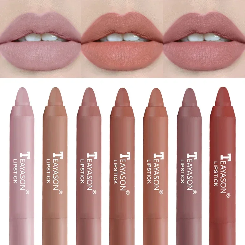 Naakt Fluwelen Matte Lippenstift Langdurige Waterdichte Kleurweergave Non-stick Cup Lippenstift Pennen Lippen Liner Potlood Vrouw Cosmetica