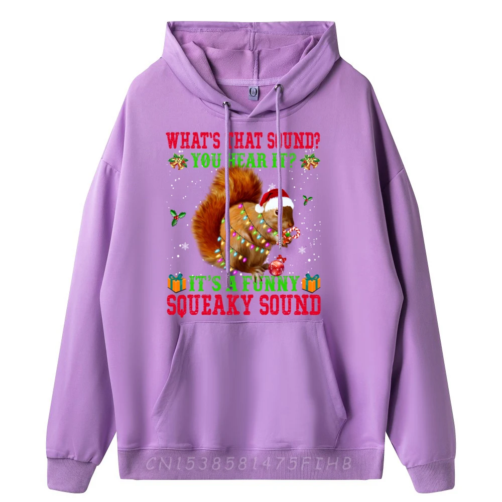 It is A Funny Squeaky Sound Sweater Christmas Squirrel Black Graphic Tees Men's Oversize Long Sleeve New Years Eve