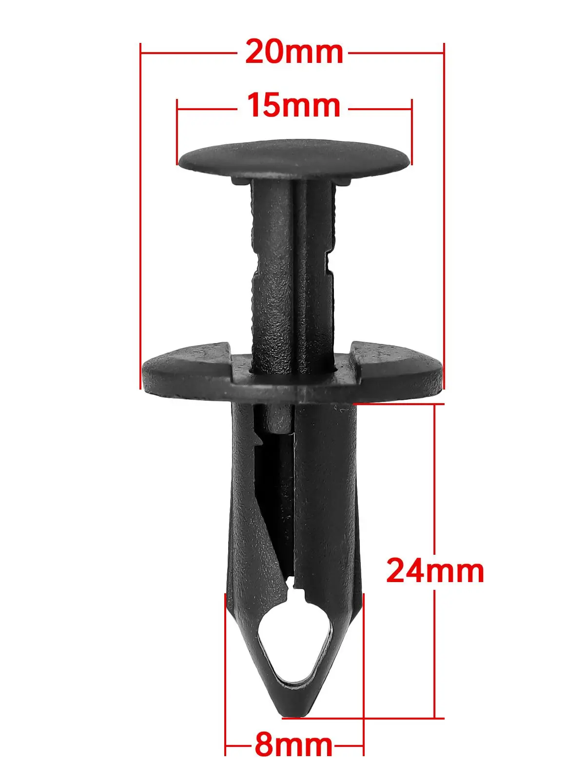 50 SZT. 8mm Klipsy Mocujące do Samochodu Zestaw Plastikowych Złączek Samochodowych Klipsy do Paneli Tapicerki Czarne Zestawy Nitów do Karoserii Samochodowej Zamienniki Kołków Zatrzaskowych — zdjęcie 2