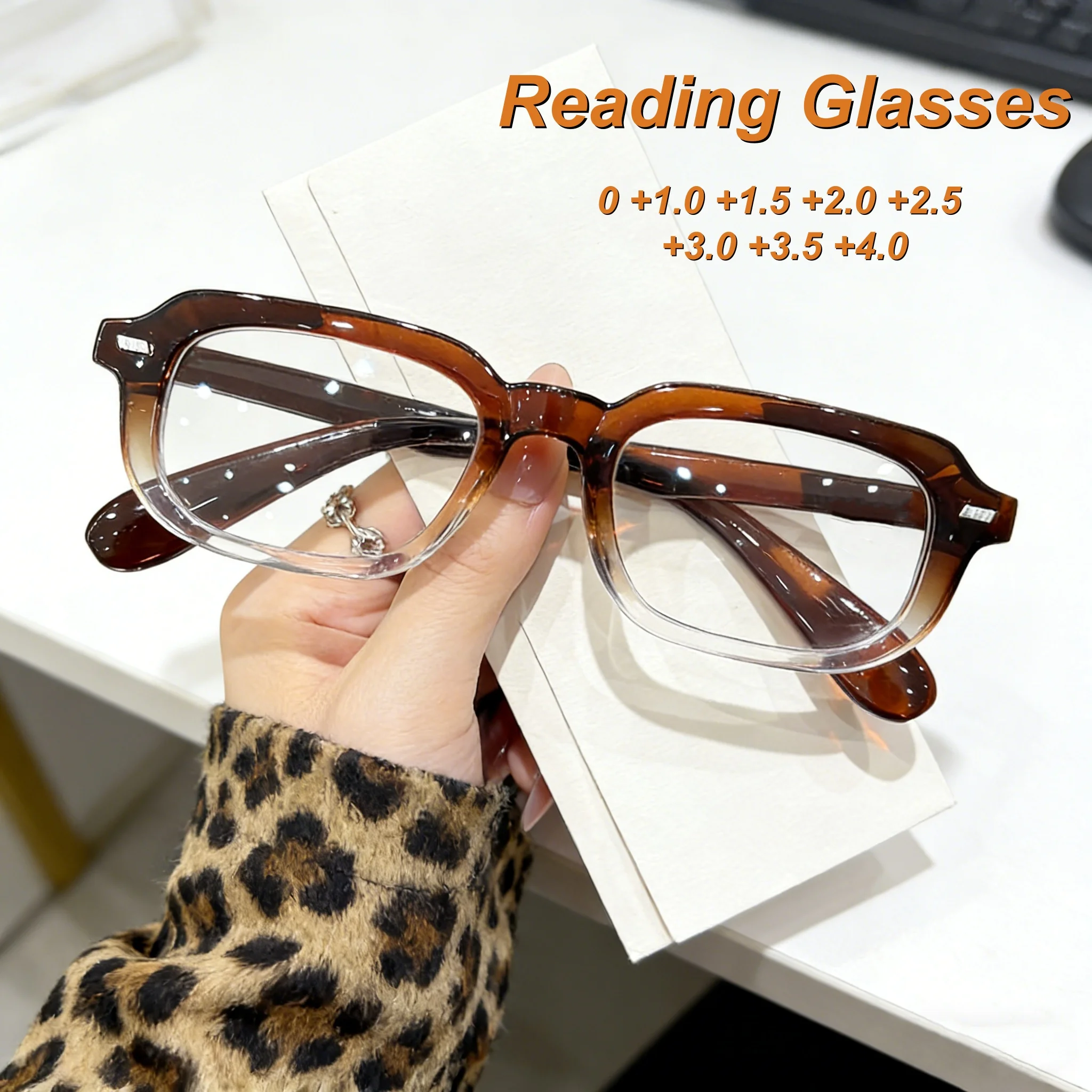 

Retro Style Personalized Square Frame Women's Reading Glasses Fashionable Neutral High-definition Anti Blue Light Glasses