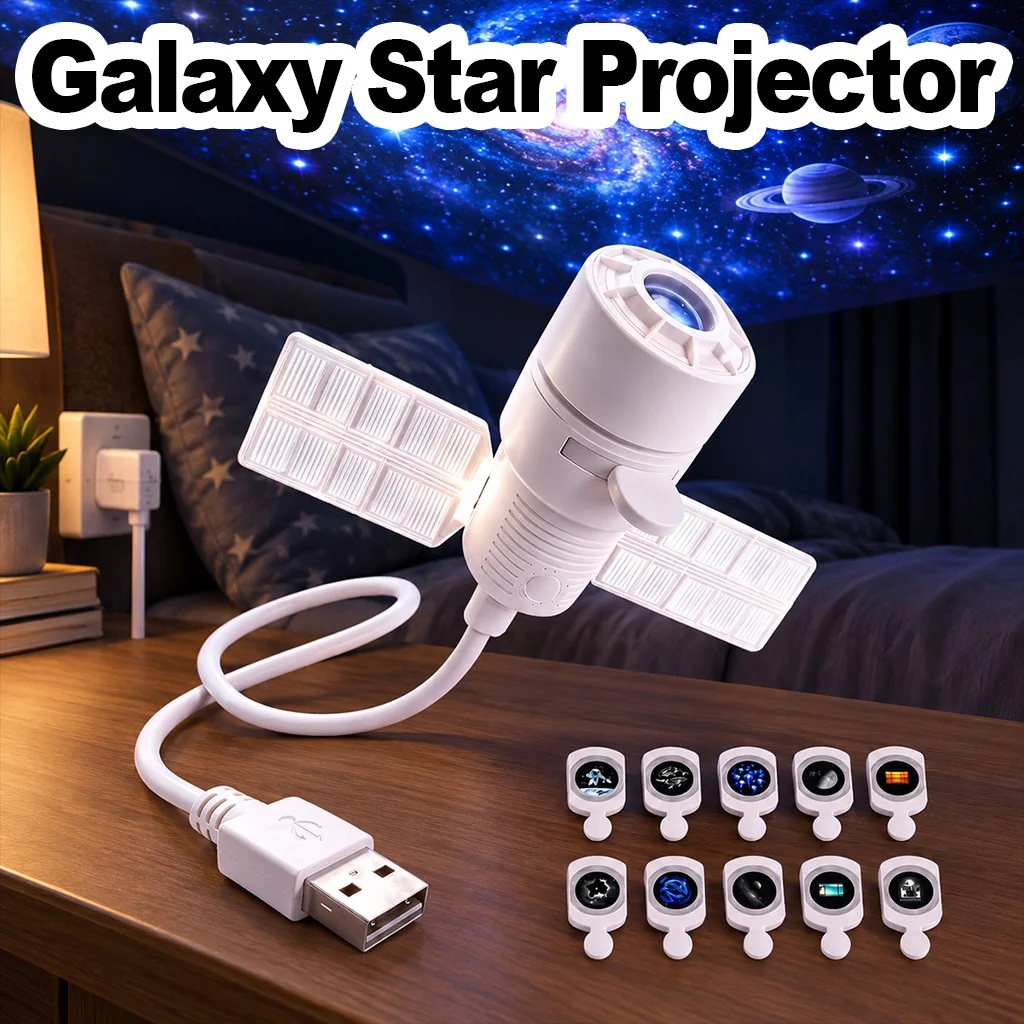 USB Ceiling Star Projector Car Interior Light Starry Sky Projection White Portable Night Lamp Touch Control for Bedroom