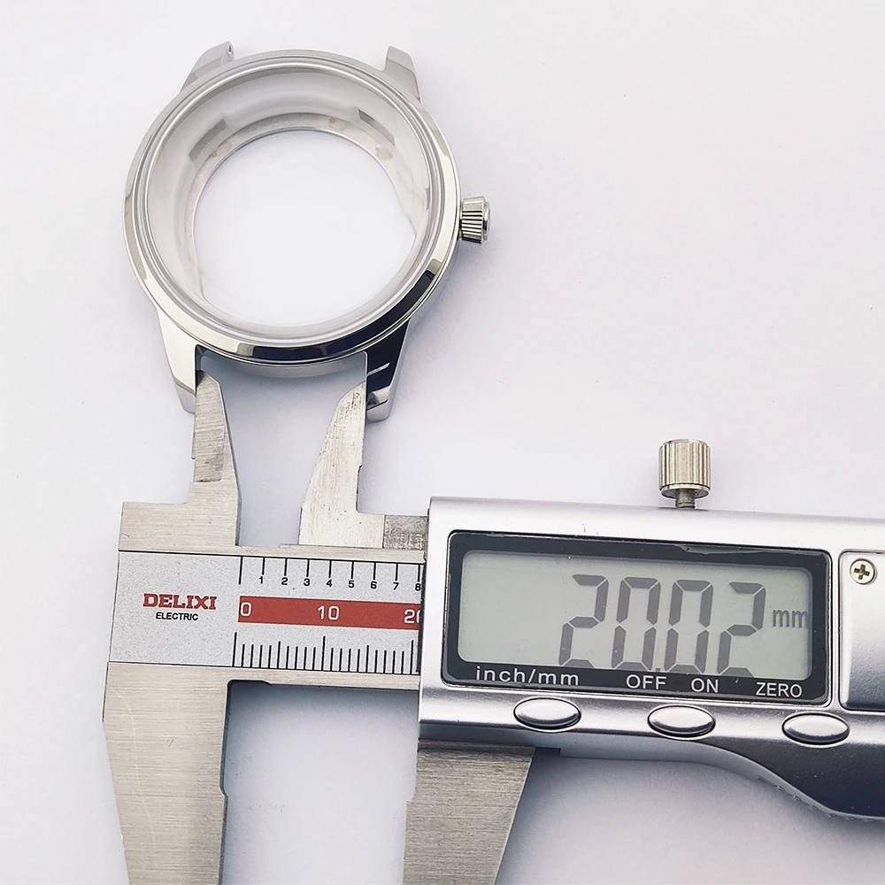 Cassa per orologio da cocktail da 40 mm Custodia nh35 senza logo Custodia in vetro minerale rosa/argento adatta al movimento automatico NH35/NH36/NH38 con quadrante da 35 mm