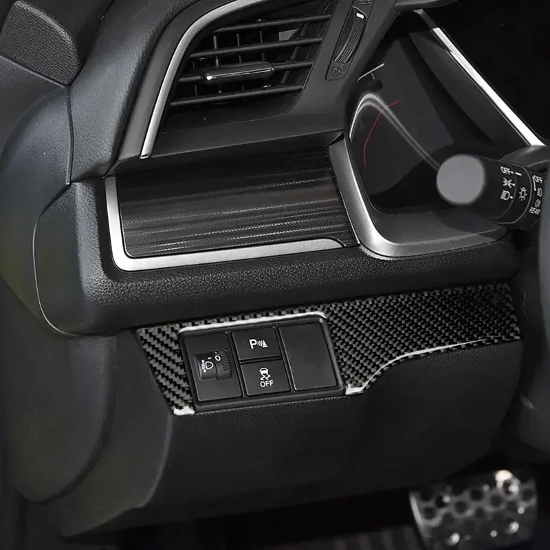 

For Honda Civic 10th Gen 2016 2017 2018 2019 Car-styling Interior Headlight Switch Panel Carbon Fiber Cover Decorative Sticker