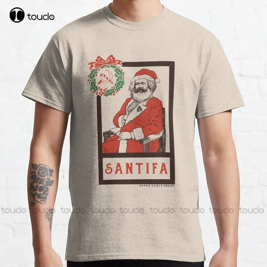 Santifa Leftist Communist Christmas Karl Marx Classic T-Shirt Womens T Shirt Custom Aldult Teen Unisex Xs-5Xl Hd High Quality