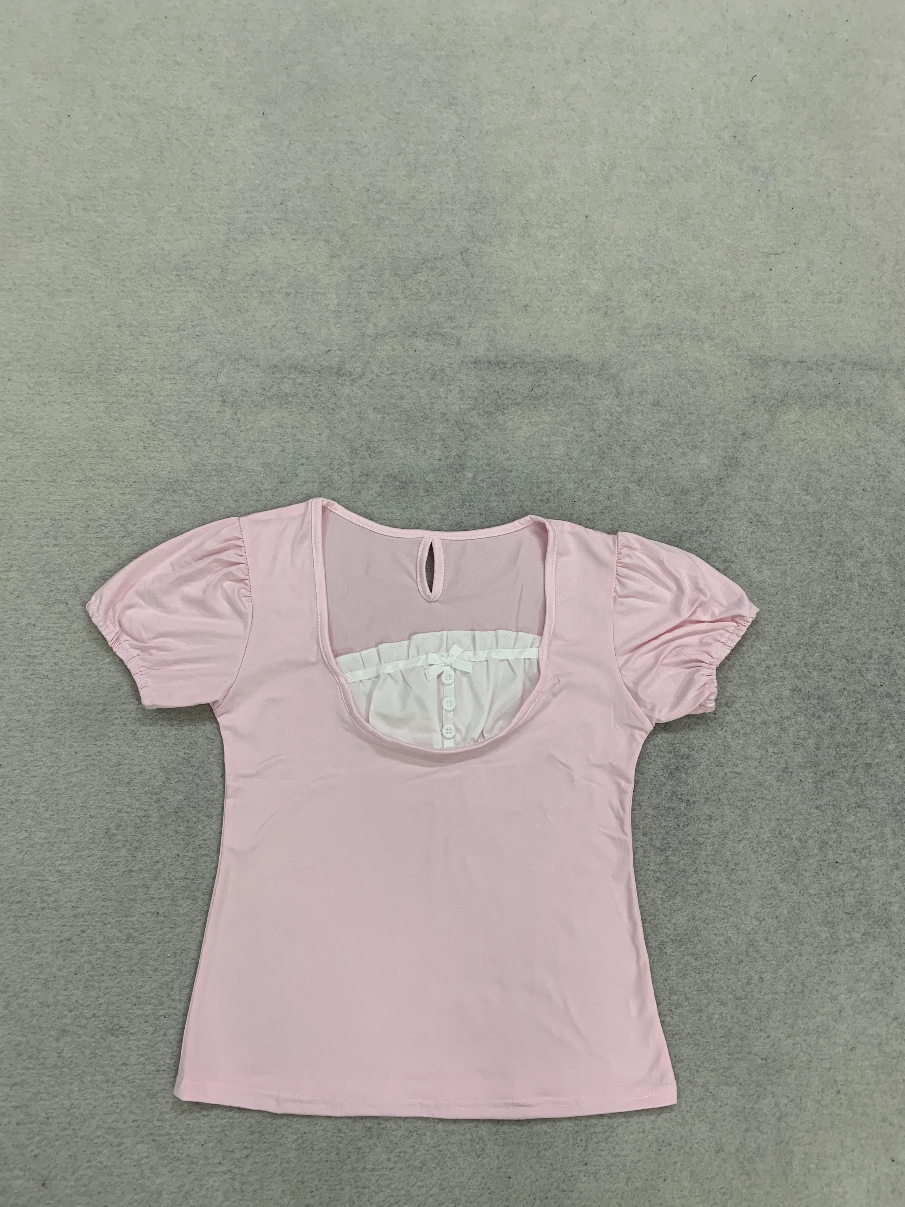 Summer Pink Ruffled‑trim Design: Sweet-meets‑spicy, Trendy Outfit For Sassy Girls—slim‑fit, Figure‑flattering T-shirt
