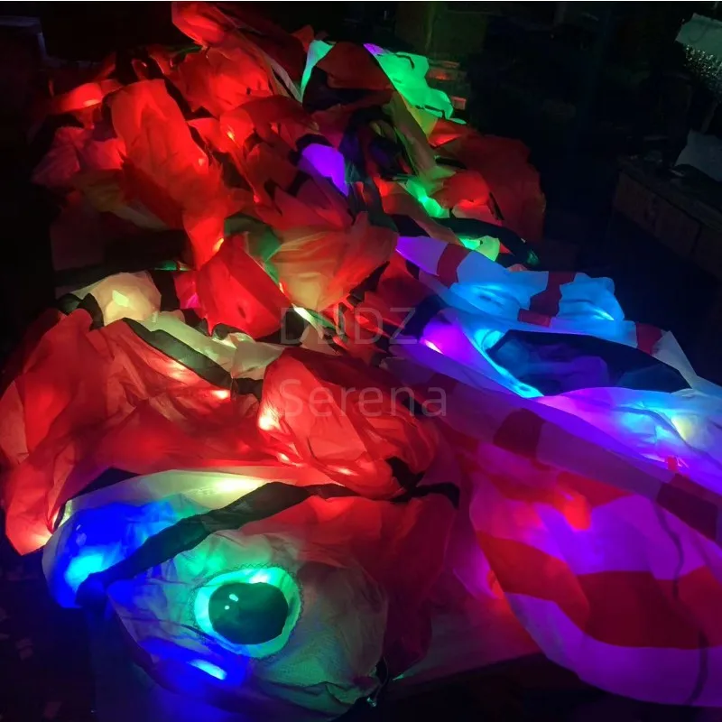 DDDZ 8m LED Lionfish noche cometa línea lavandería 40D Ripstop Nylon luz nocturna mostrar cometas para adultos con control remoto