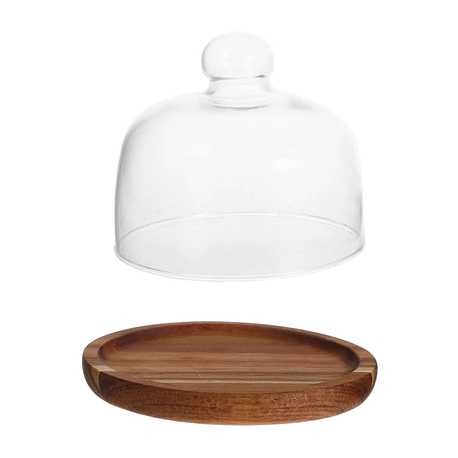 

Cake Tray 13CM Wooden Dessert Stand Natural Unique Texture Covered Cake Holder Glass Material Non Deform Break Wedding Party
