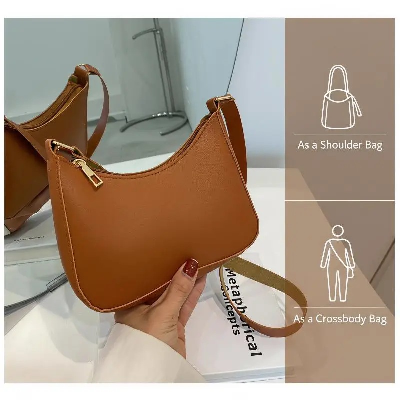 Casual Solid Color Small Square Bag Water-repellent Single Shoulder Armpit Bag for Outdoor Hiking Picnic