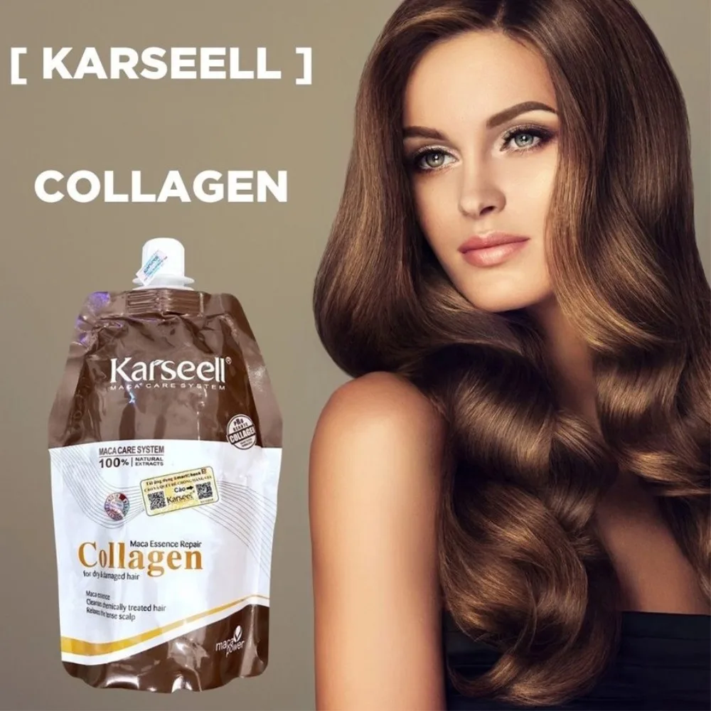 Masker Rambut Kolagen Karseell Maca Power Original 500ml, Menutrisi & Memperbaiki Rambut Kering & Rusak