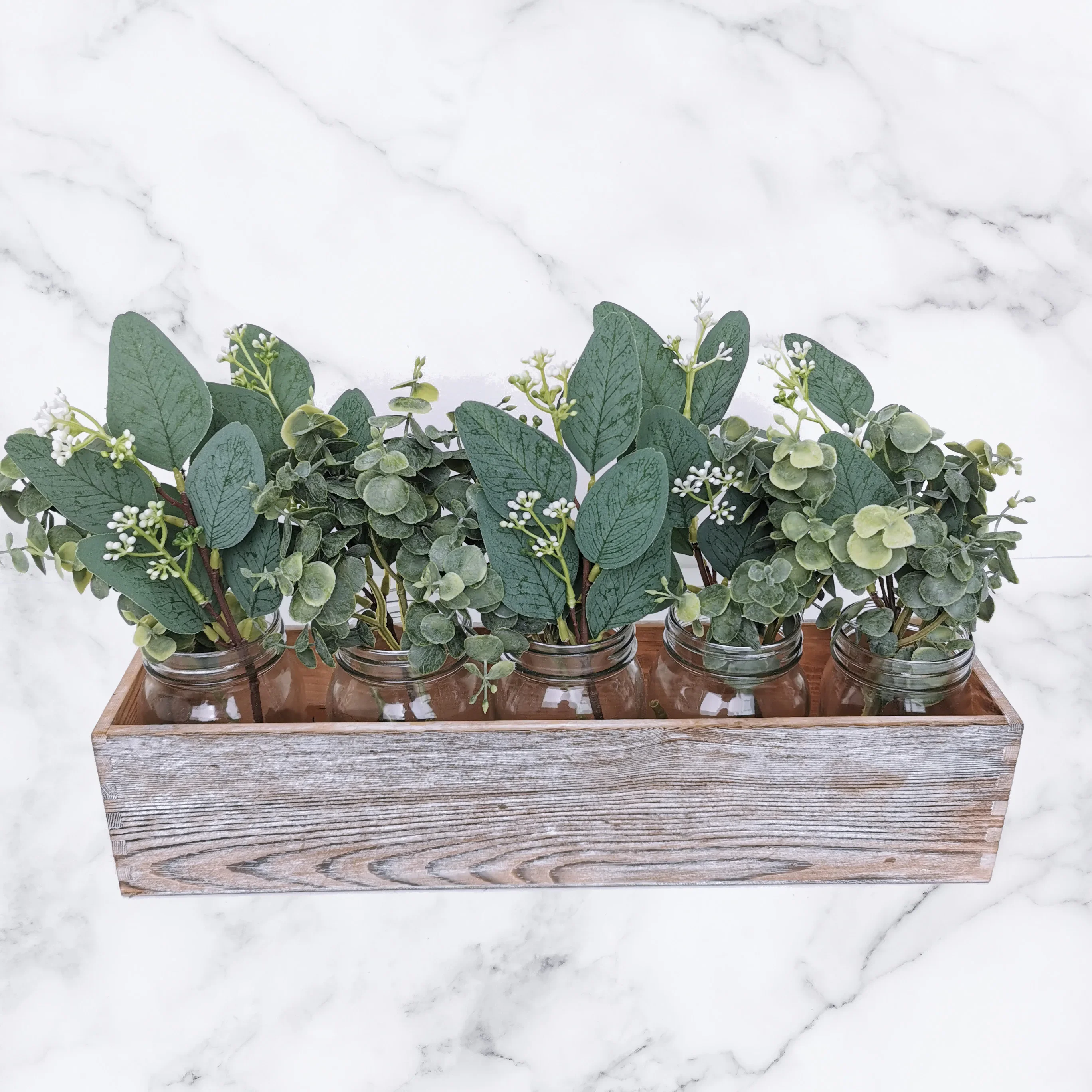 10 Stück gemischte künstliche Eukalyptusblätter in großen Mengen mit Stielen, Vase, Blumenmuster, Hochzeit, Brautsträuße, Dekoration, Zuhause, Zimmer, Tischdekoration – Detail 3