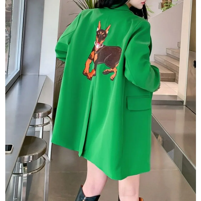 

Women's Spring Autumn New Korean Version Loose Niche Design Casual Temperament Suit Comfortable 2026 Black Embroidered Blazer