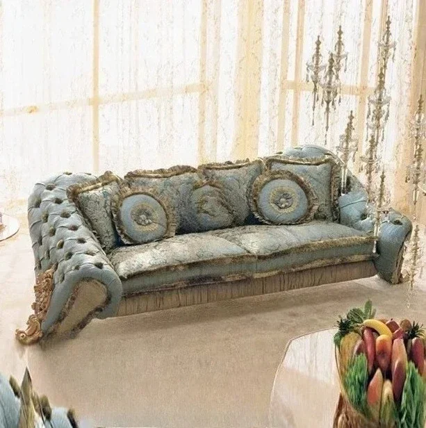 

Nordic Sofa Wood Carved Court Luxury Fabric Craft Combination Villa Living Room Furniture, Sectional Sofa Couch Furniture
