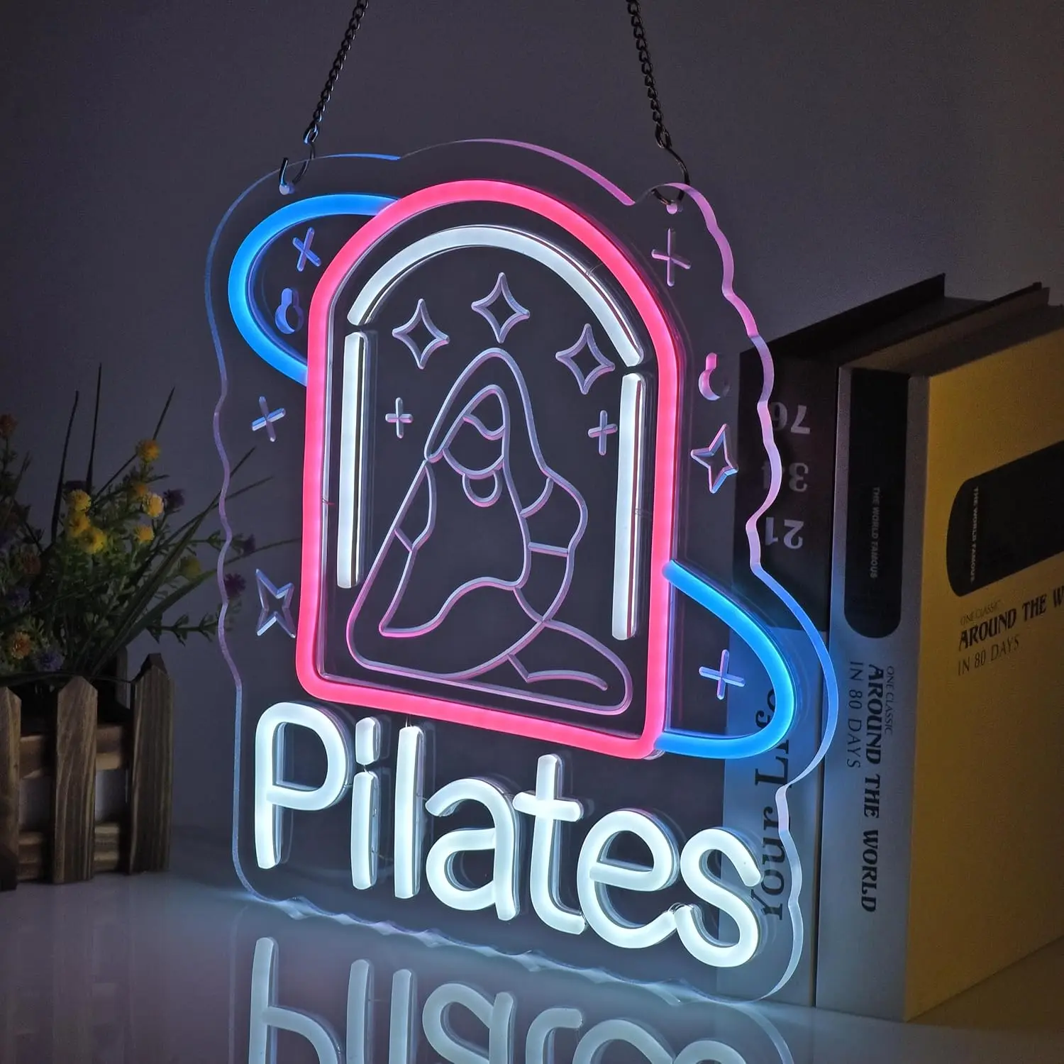بيلاتيس النيون LED أضواء النيون لعافية استوديو اللياقة البدنية مركز رياضة اليوغا بيلاتيس الفضاء المنزل جدار ديكور فني USB عكس الضوء