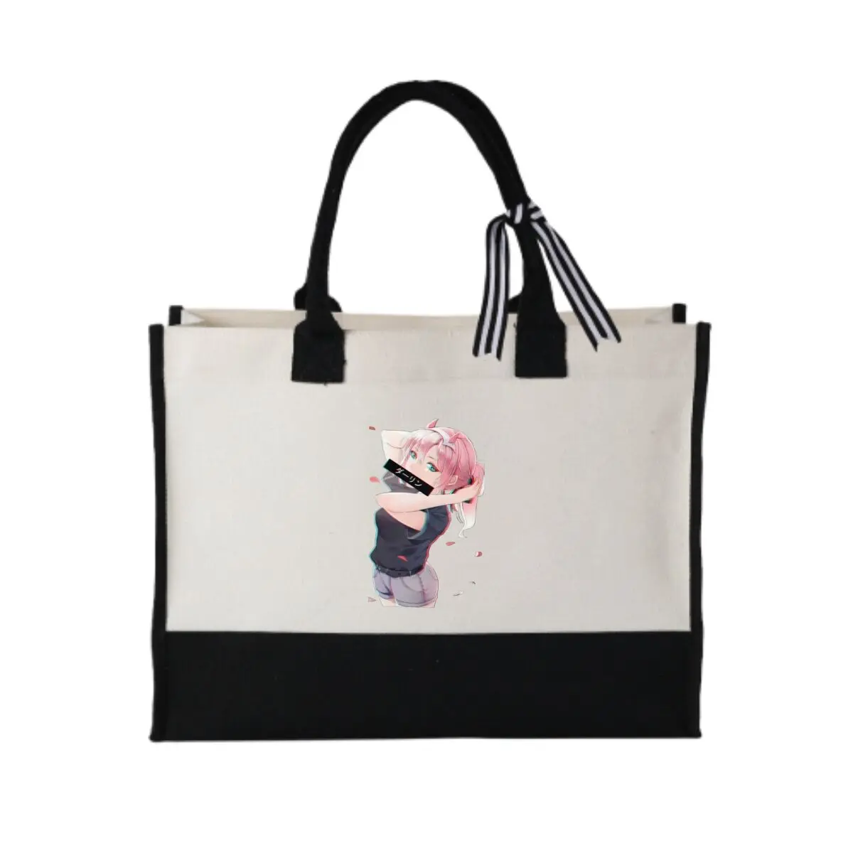 

Darling in the Franxx Graphic Durable Patchwork Canvas Tote for Daily Commute