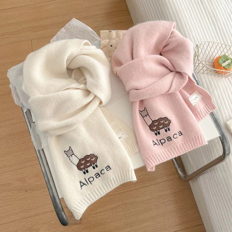 New Fashion Women Alpaca Wool Scarf Winter Warm Thick Knitted Soft Fake Wool Neck Wrap