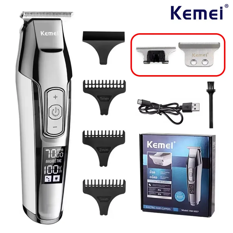 Kemei KM-5027 Original Electric Hair Clipper Rechargeable Hair Trimmer LCD Display Hairdresser Professional Cutting Machine