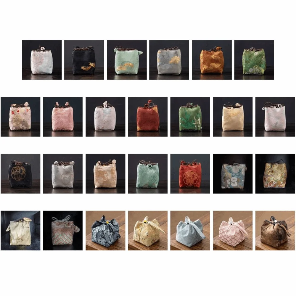 Multi-functional Brocade Tea Set Storage Bag Thickened Embroidered Chinese Style Bag Kettle Storage Bag Tea Set Supplies