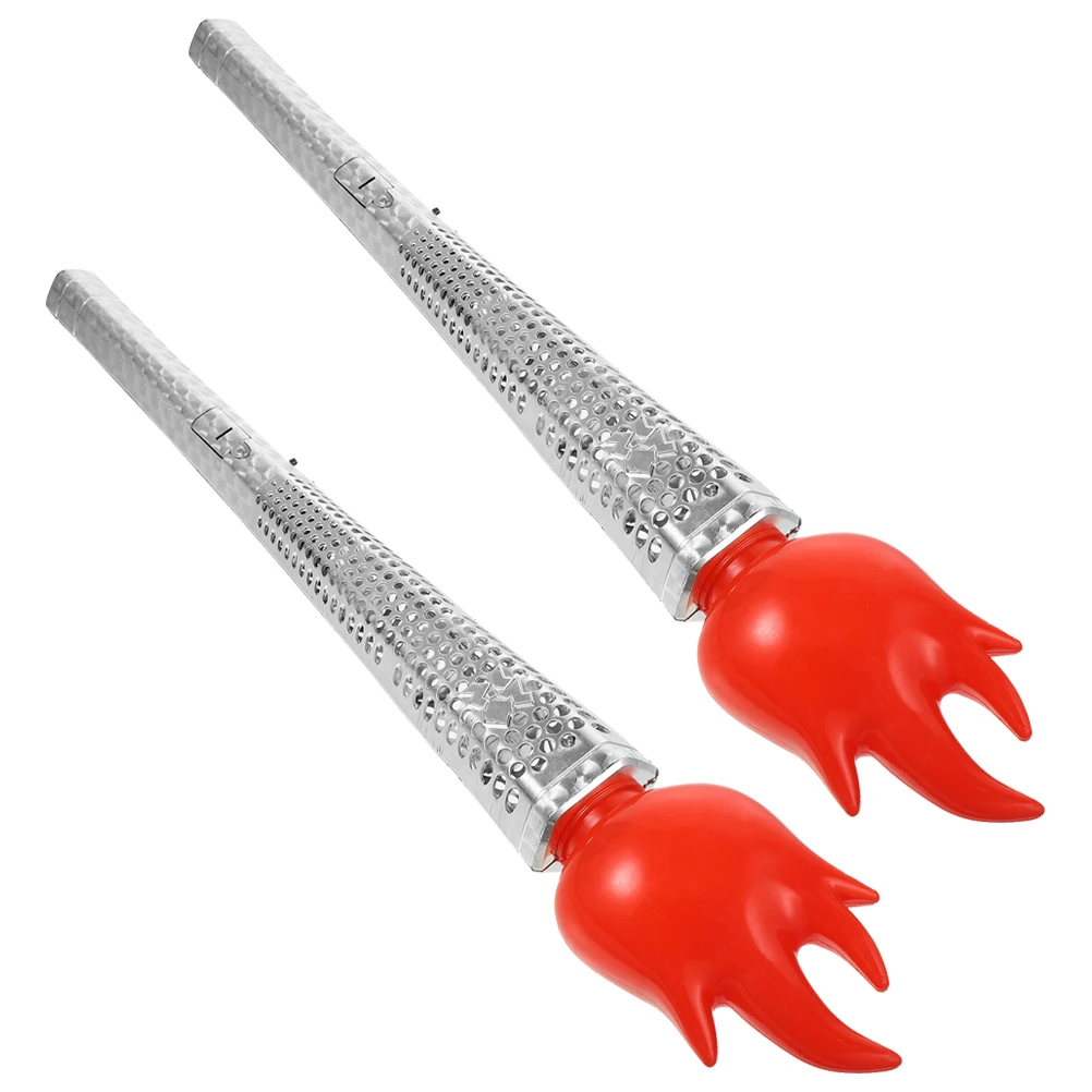 

2Pcs Artificial Torch Plastic Kids Performance Prop Lightweight Simulation Plaything School Sports Meeting Plastic Plaything