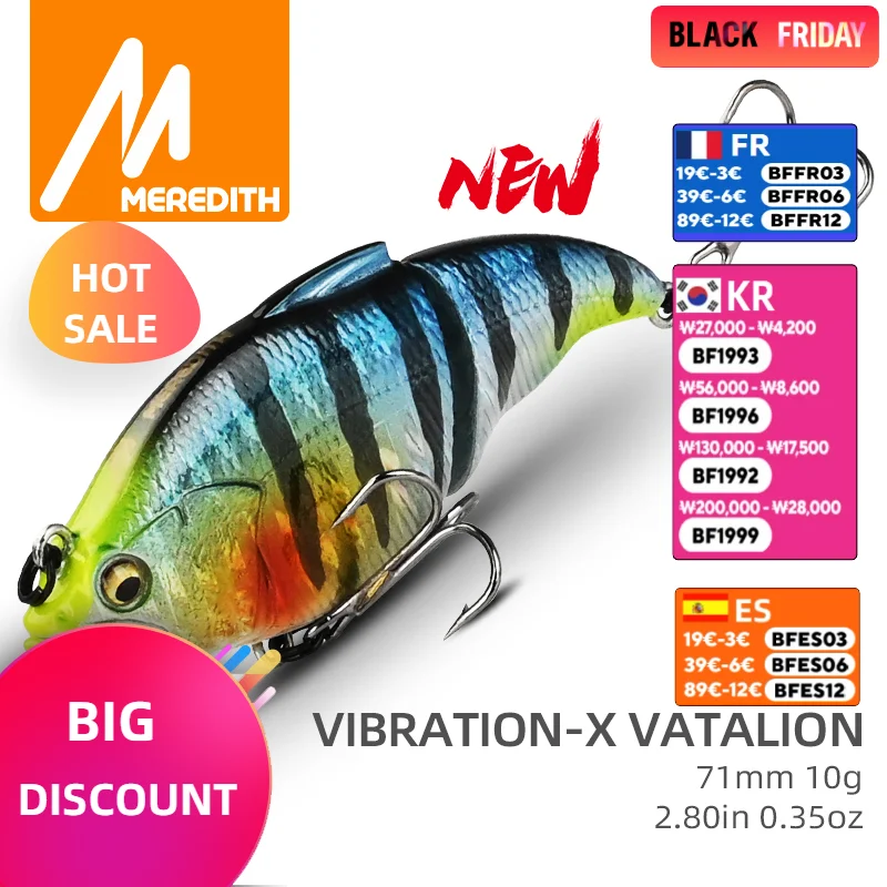 MEREDITH VIBRATION-X VIB 71mm 10g Wobblers Fishing Tackle Fishing Lures Vibration Bait for Full Depth Artificial Accessories