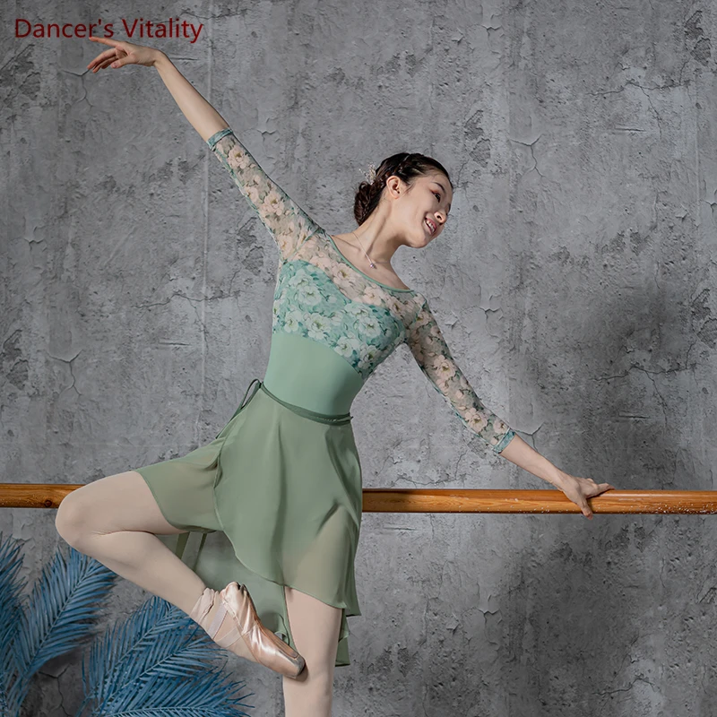 Robe justaucorps de danse de ballet pour femmes, haut imprimé, une pièce, ensemble de pratique de yoga aérien, gymnastique, ballet pour filles