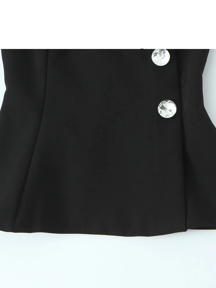 سترة نسائية 2025 سترة نسائية خريفية جديدة على الموضة بسحاب بدون أكمام لتزيين المجوهرات سترة نسائية أنيقة عالية الشارع