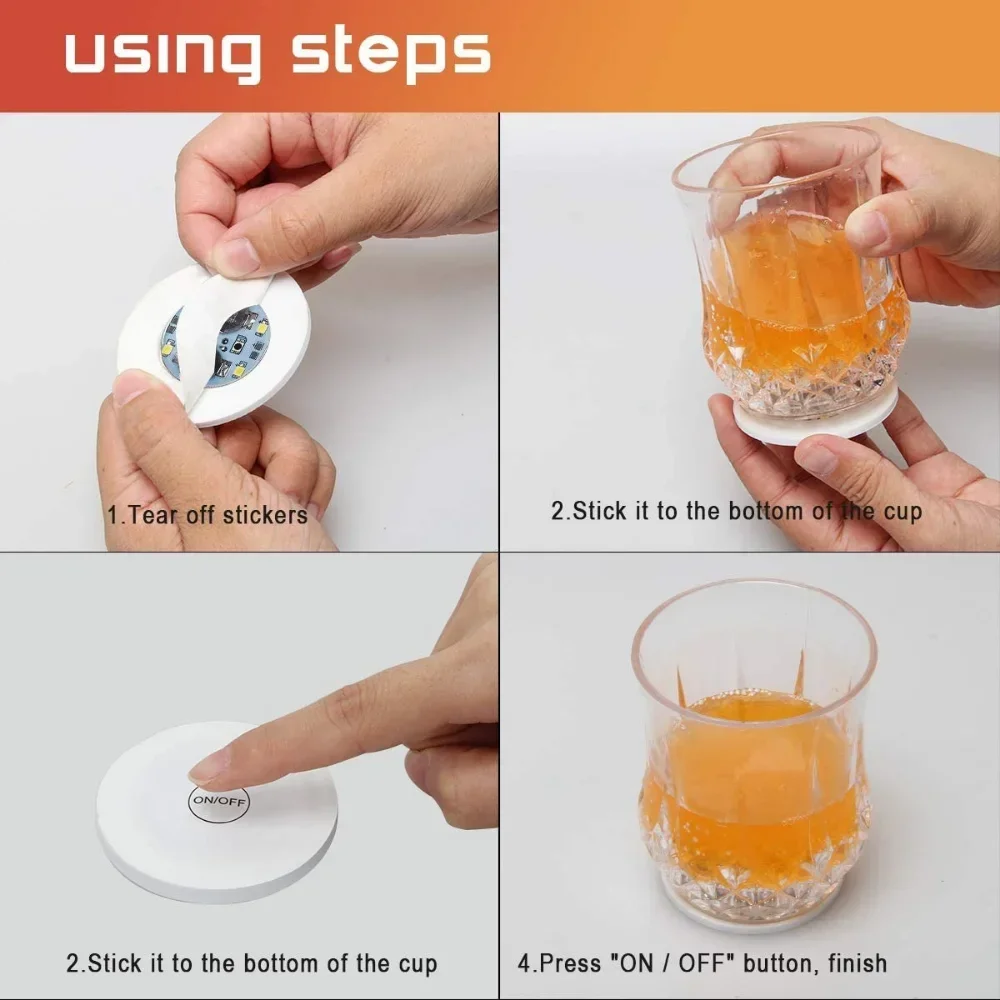 LED Light Up Coasters Set for Bar Liquor Bottle Drinks Luminous Cup Mats for Party Club Wedding Home Kitchen Barware Accessories