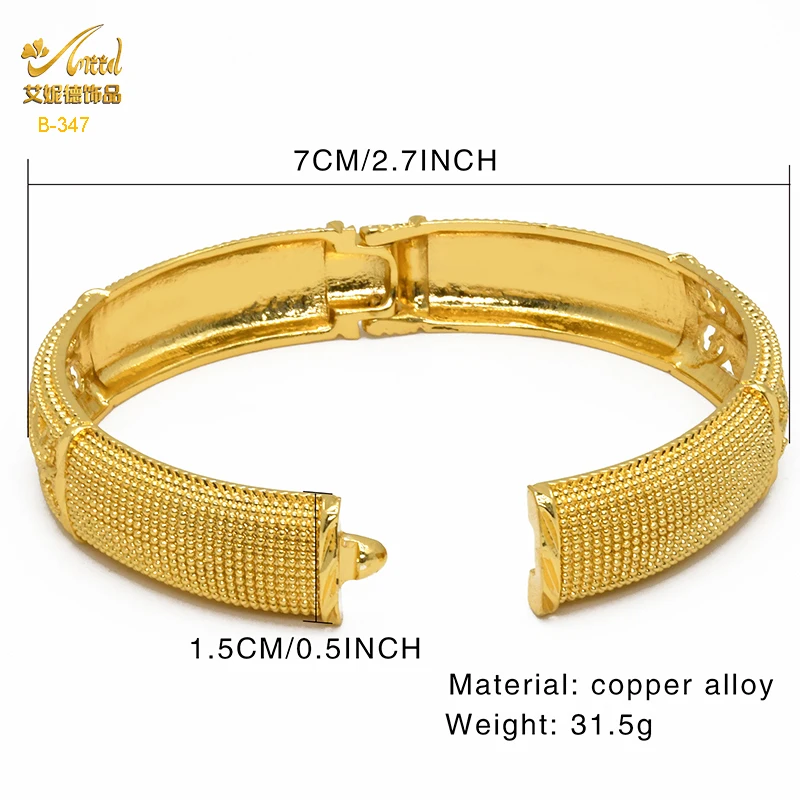 Luxus Dubai 24 Karat Gold Farbe Armreifen für Frauen indische afrikanische Armbänder Charme Hochzeit äthiopischen arabischen Hands chmuck Party Geschenke – Detail 7